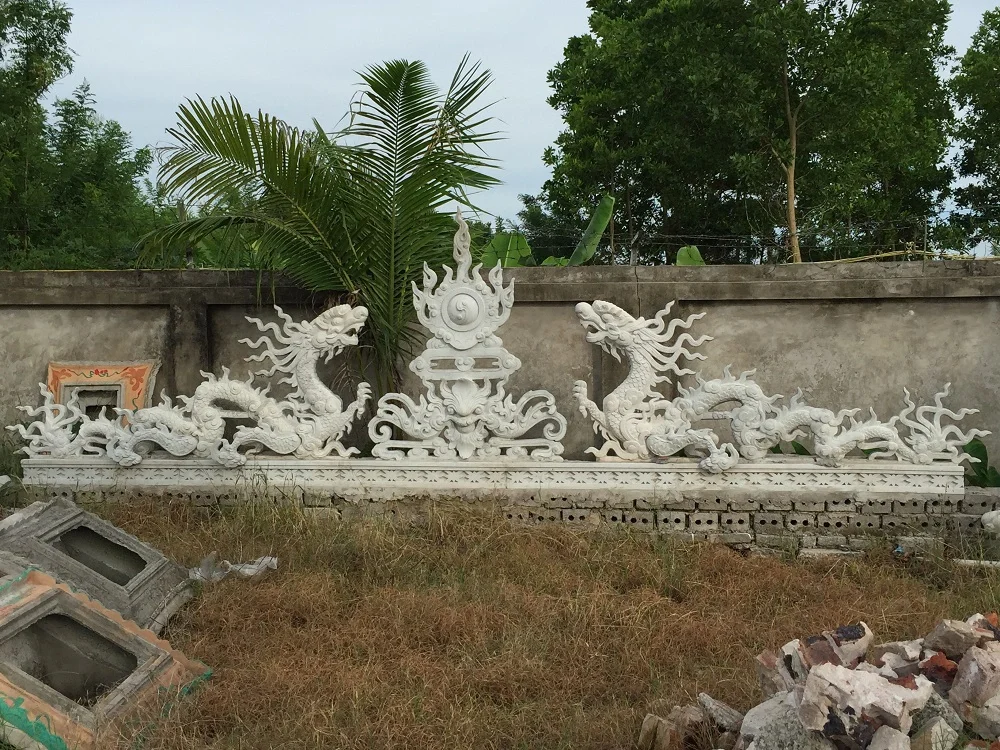 Rồng mặt nguyệt xi măng , Mặt nguyệt rồng hoa văn xi măng đúc sẵn sản xuất theo yêu cầu khách hàng