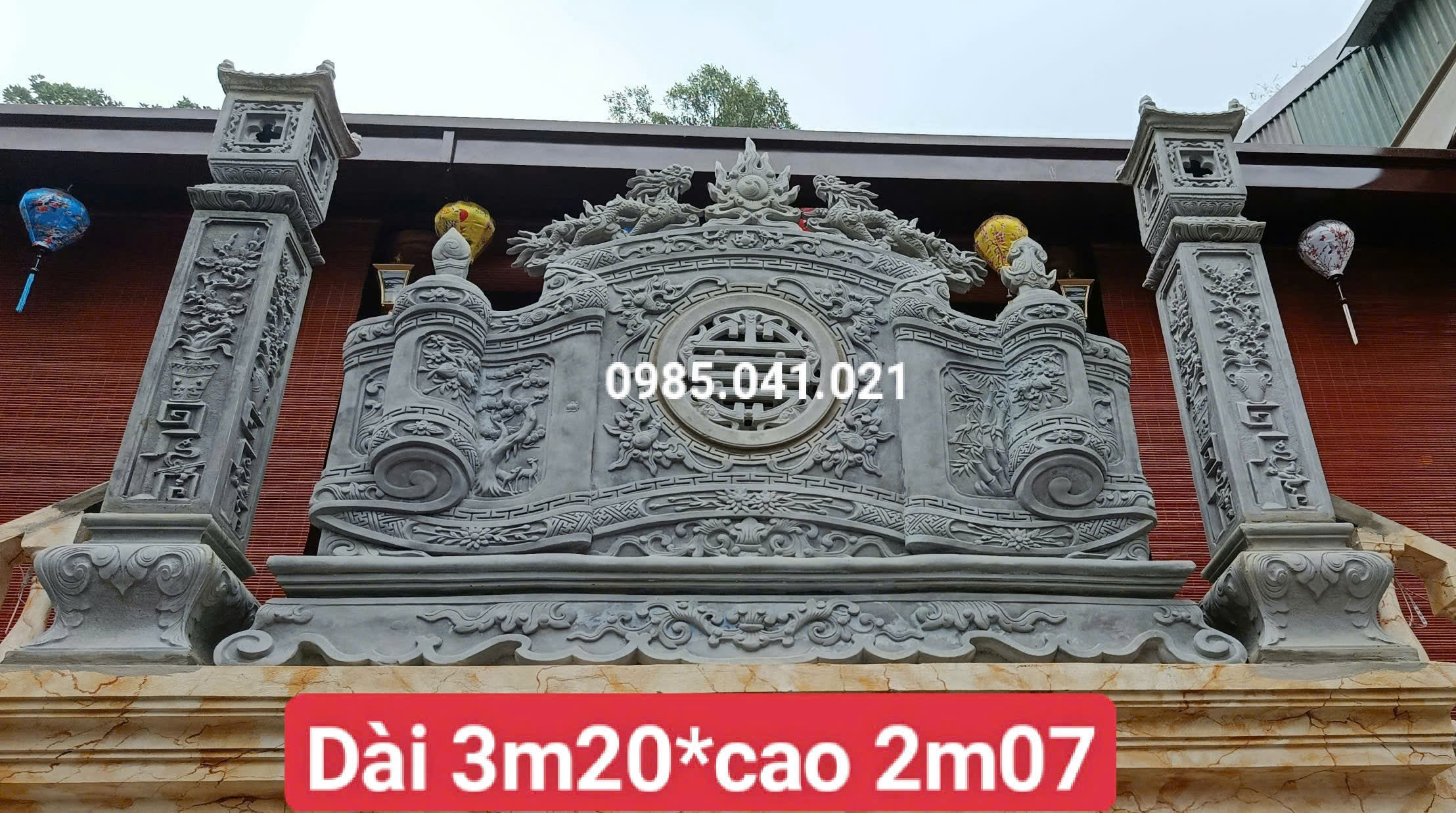 Bình Phong Cuốn Thư Xi Măng Cao Cấp Cho Nhà Thờ Họ, Từ Đường - Ảnh 2