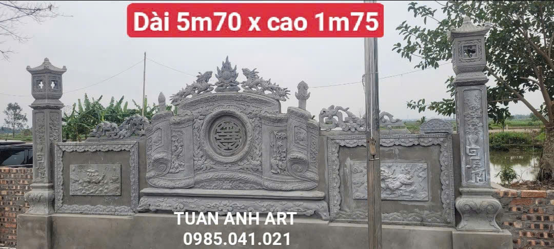 Bình Phong Cuốn Thư Xi Măng Cao Cấp Cho Nhà Thờ Họ, Từ Đường - Ảnh 5