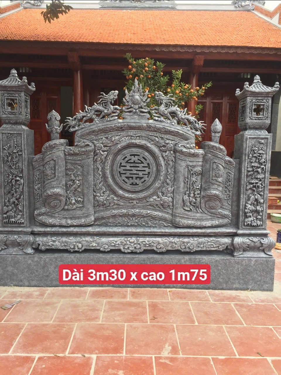 Bình Phong Cuốn Thư Xi Măng Cao Cấp Cho Nhà Thờ Họ, Từ Đường - Ảnh 6
