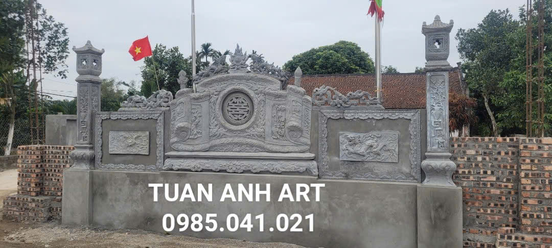 Bình Phong Cuốn Thư Xi Măng Cao Cấp Cho Nhà Thờ Họ, Từ Đường