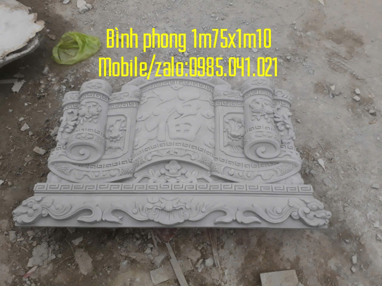 Bình Phong Cuốn Thư Xi Măng Cao Cấp Cho Nhà Thờ Họ, Từ Đường - Ảnh 8